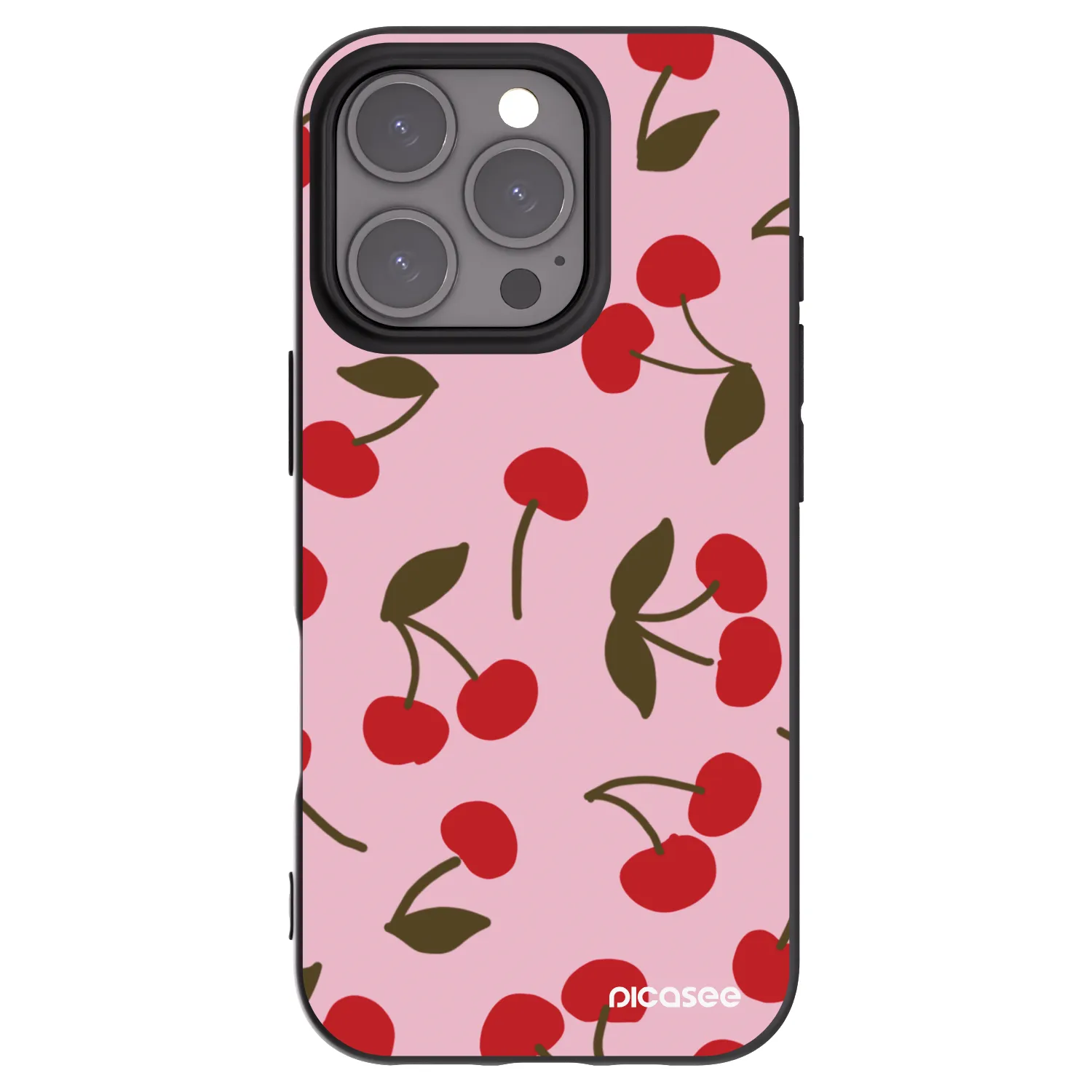 Picasee Μαύρη θήκη σιλικόνης για Apple iPhone 16 Pro - Cherry