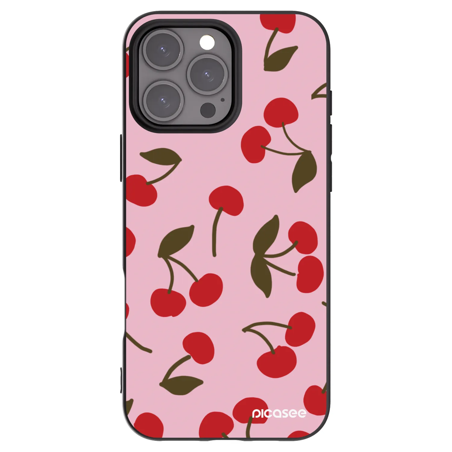 Picasee Μαύρη θήκη σιλικόνης για Apple iPhone 16 Pro Max - Cherry