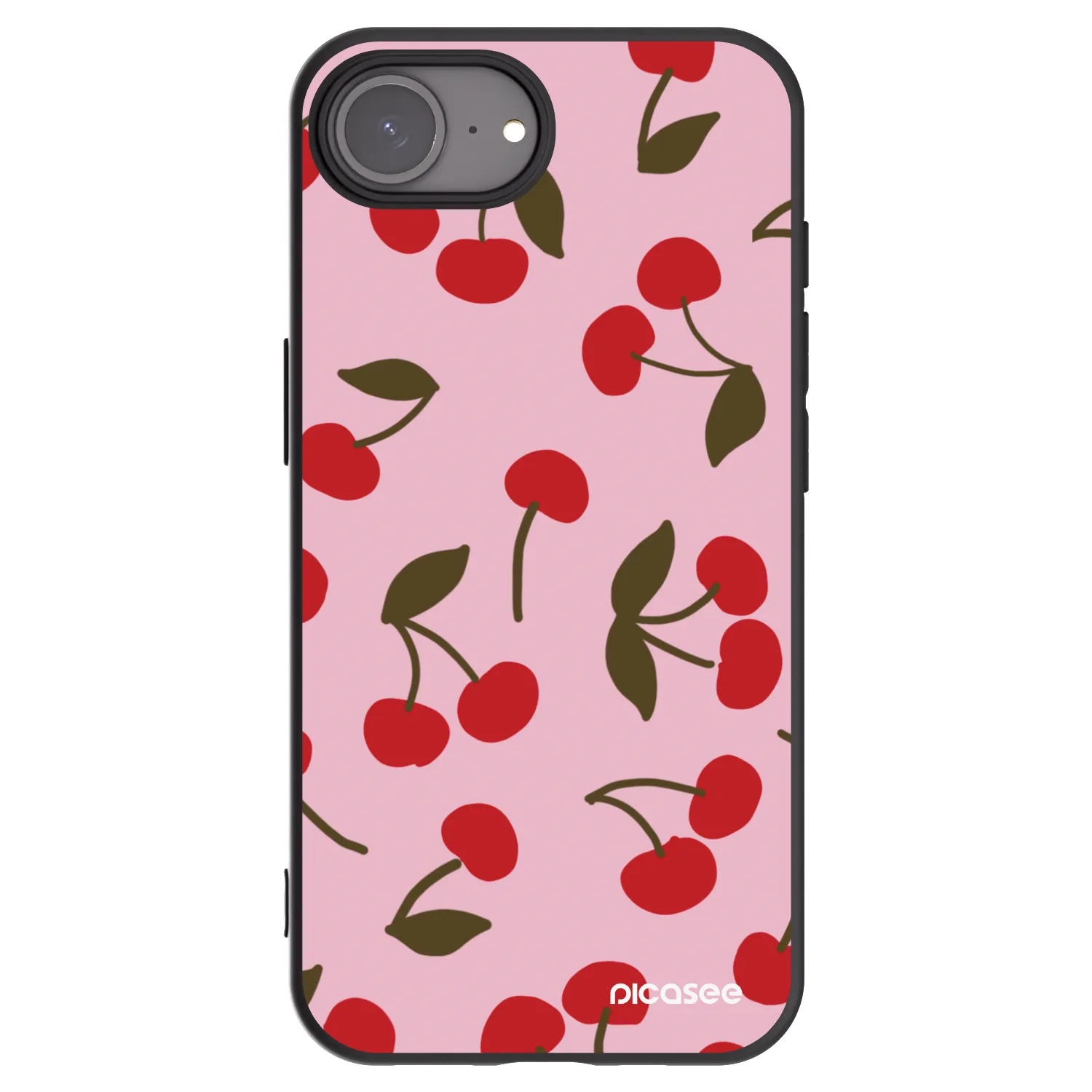 Picasee Μαύρη θήκη σιλικόνης για Apple iPhone 16e - Cherry