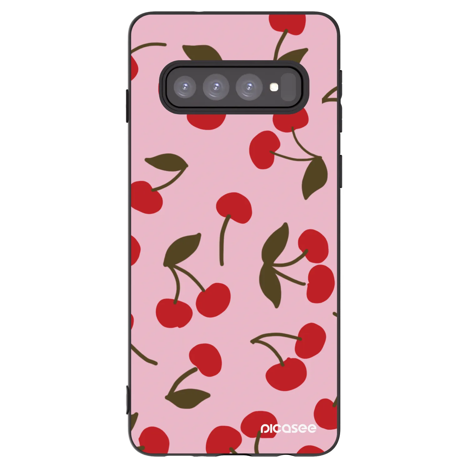 Picasee Μαύρη θήκη σιλικόνης για Samsung Galaxy S10 G973 - Cherry