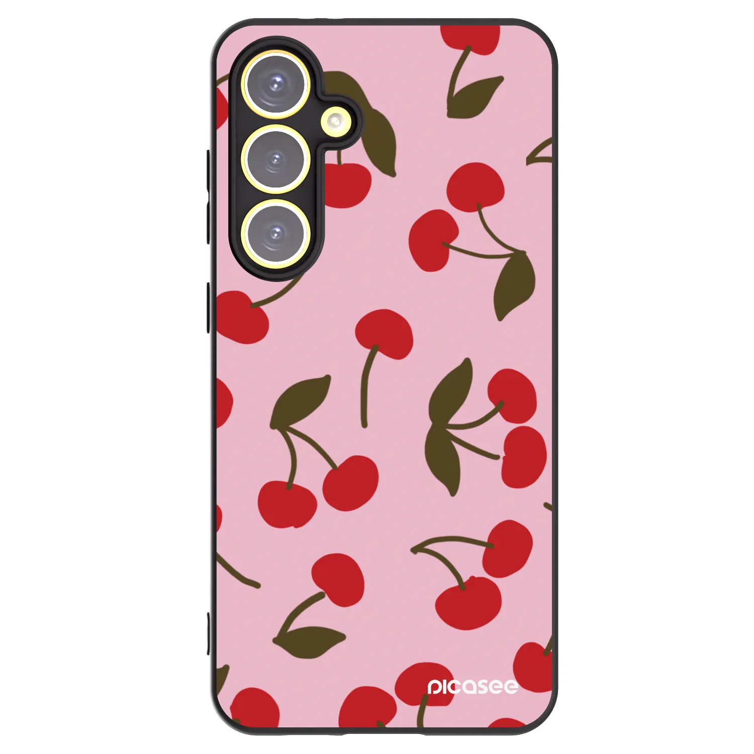 Picasee Μαύρη θήκη σιλικόνης για Samsung Galaxy S24 FE S721B - Cherry