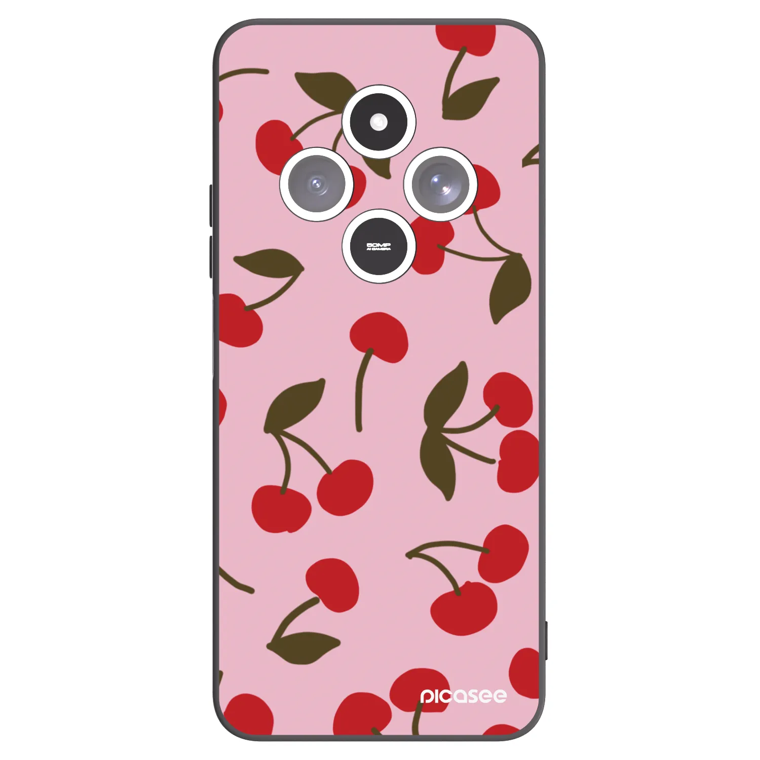 Picasee Μαύρη θήκη σιλικόνης για Xiaomi Redmi 14C - Cherry