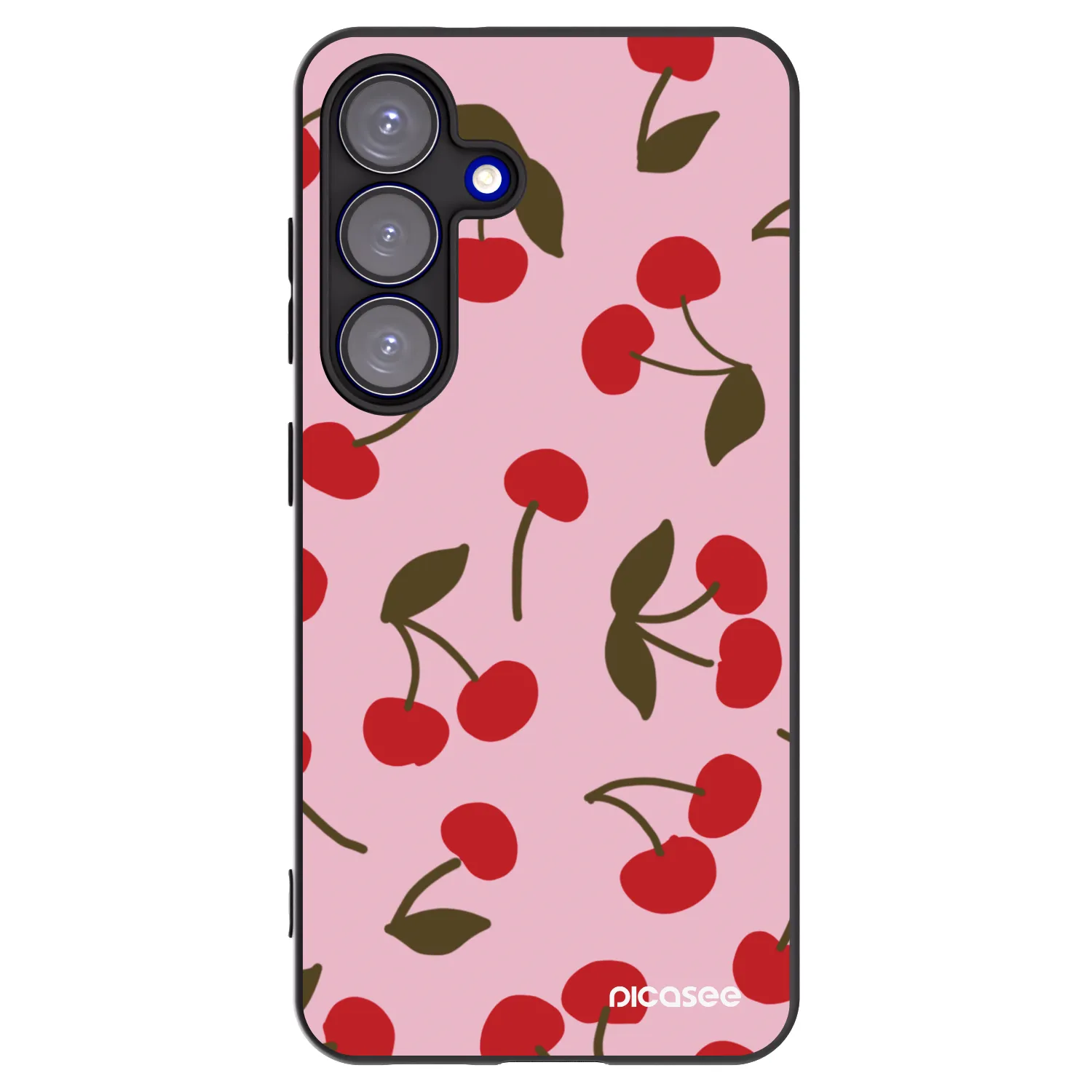 Picasee Μαύρη θήκη σιλικόνης για Samsung Galaxy S25 5G - Cherry