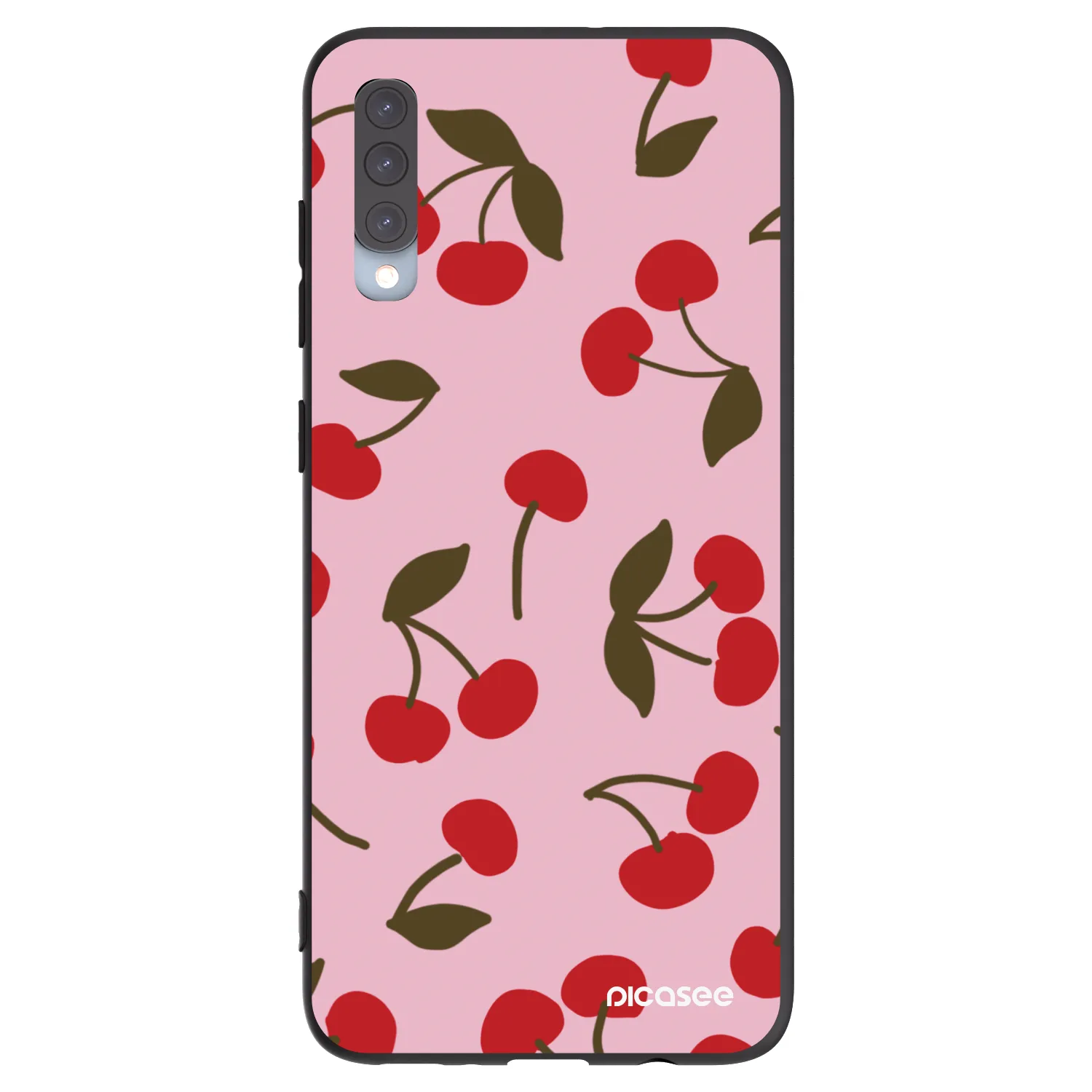 Picasee Μαύρη θήκη σιλικόνης για Samsung Galaxy A70 A705F - Cherry