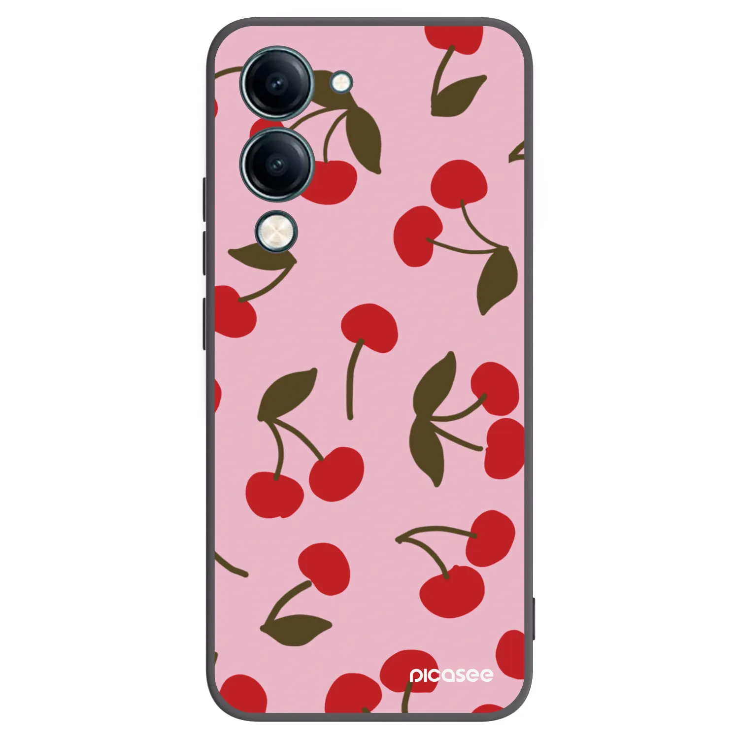 Picasee Μαύρη θήκη σιλικόνης για Vivo Y29s 5G - Cherry