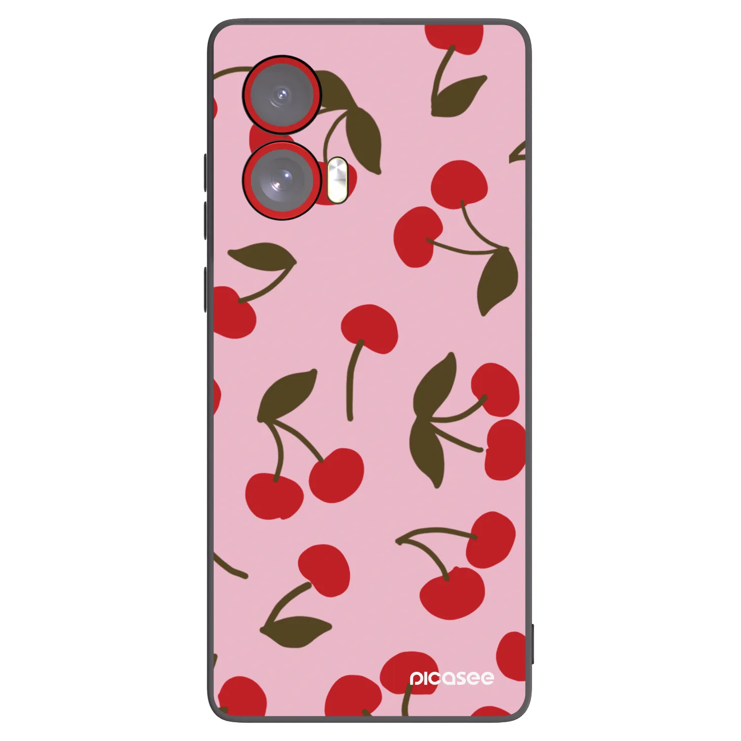 Picasee Μαύρη θήκη σιλικόνης για Motorola Edge 50 Fusion - Cherry