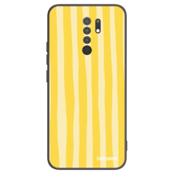Picasee Μαύρη θήκη σιλικόνης για Xiaomi Redmi 9 - Lines lemon