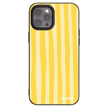 Picasee Μαύρη θήκη σιλικόνης για Apple iPhone 12 Pro Max - Lines lemon