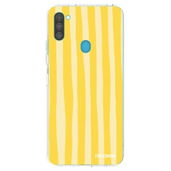 Picasee διαφανής θήκη σιλικόνης Samsung Galaxy M11 - Lines lemon