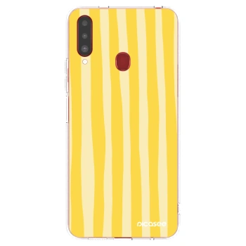 Picasee διαφανής θήκη σιλικόνης Samsung Galaxy A20s - Lines lemon