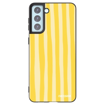 Picasee Μαύρη θήκη σιλικόνης για Samsung Galaxy S21+ 5G G996F - Lines lemon