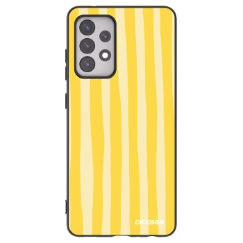 Picasee Μαύρη θήκη σιλικόνης για Samsung Galaxy A52 5G A525F - Lines lemon
