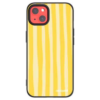 Picasee Μαύρη θήκη σιλικόνης για Apple iPhone 13 - Lines lemon