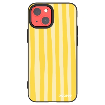 Picasee Μαύρη θήκη σιλικόνης για Apple iPhone 13 mini - Lines lemon
