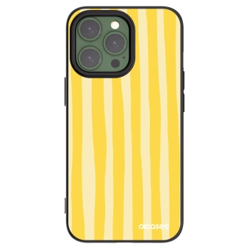 Picasee Μαύρη θήκη σιλικόνης για Apple iPhone 13 Pro - Lines lemon