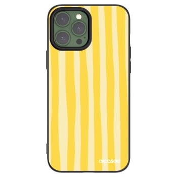 Picasee Μαύρη θήκη σιλικόνης για Apple iPhone 13 Pro Max - Lines lemon