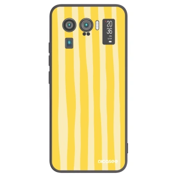Picasee Μαύρη θήκη σιλικόνης για Xiaomi Mi 11 Ultra - Lines lemon