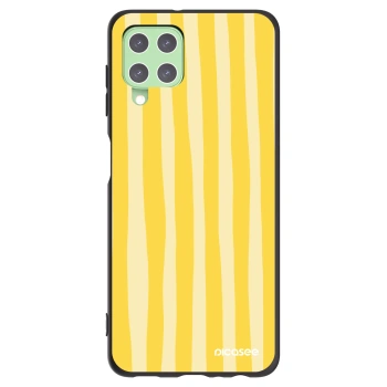 Picasee Μαύρη θήκη σιλικόνης για Samsung Galaxy A22 A225F 4G - Lines lemon
