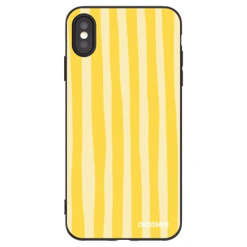 Picasee Μαύρη θήκη σιλικόνης για Apple iPhone XS Max - Lines lemon