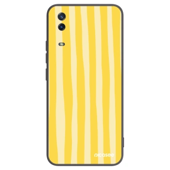 Picasee Μαύρη θήκη σιλικόνης για Vivo Y11s - Lines lemon