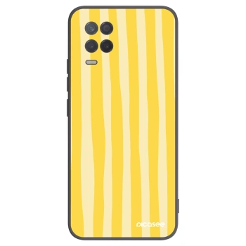 Picasee Μαύρη θήκη σιλικόνης για Realme 8 5G - Lines lemon