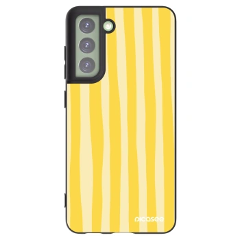 Picasee Μαύρη θήκη σιλικόνης για Samsung Galaxy S21 FE 5G - Lines lemon