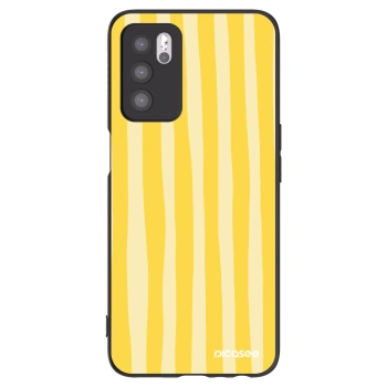 Picasee Μαύρη θήκη σιλικόνης για OPPO A16s - Lines lemon