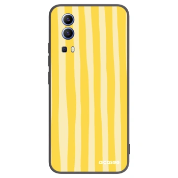 Picasee Μαύρη θήκη σιλικόνης για Vivo Y52 5G - Lines lemon