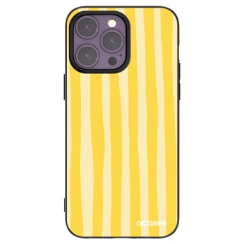 Picasee Μαύρη θήκη σιλικόνης για Apple iPhone 14 Pro Max - Lines lemon