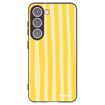 Picasee Μαύρη θήκη σιλικόνης για Samsung Galaxy S23 5G - Lines lemon