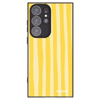 Picasee Μαύρη θήκη σιλικόνης για Samsung Galaxy S23 Ultra 5G - Lines lemon