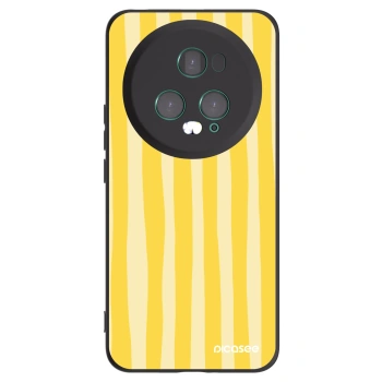 Picasee Μαύρη θήκη σιλικόνης για Honor Magic5 Pro - Lines lemon