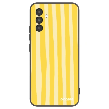 Picasee Μαύρη θήκη σιλικόνης για Samsung Galaxy A04s A047F - Lines lemon