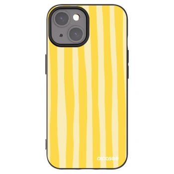 Picasee Μαύρη θήκη σιλικόνης για Apple iPhone 15 - Lines lemon