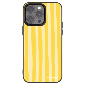 Picasee Μαύρη θήκη σιλικόνης για Apple iPhone 15 Pro Max - Lines lemon