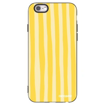 Picasee Μαύρη θήκη σιλικόνης για Apple iPhone 6/6S - Lines lemon
