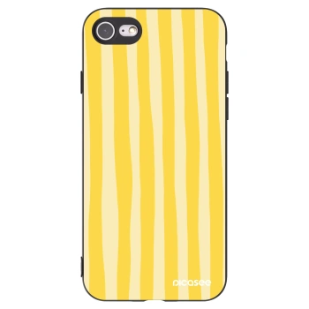 Picasee Μαύρη θήκη σιλικόνης για Apple iPhone 7 - Lines lemon