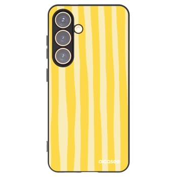 Picasee Μαύρη θήκη σιλικόνης για Samsung Galaxy S24 S921B 5G - Lines lemon