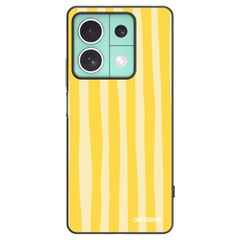 Picasee Μαύρη θήκη σιλικόνης για Xiaomi Redmi Note 13 5G - Lines lemon