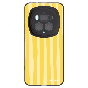 Picasee Μαύρη θήκη σιλικόνης για Honor Magic6 Pro - Lines lemon