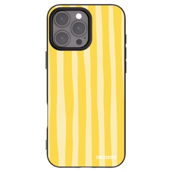Picasee Μαύρη θήκη σιλικόνης για Apple iPhone 16 Pro Max - Lines lemon