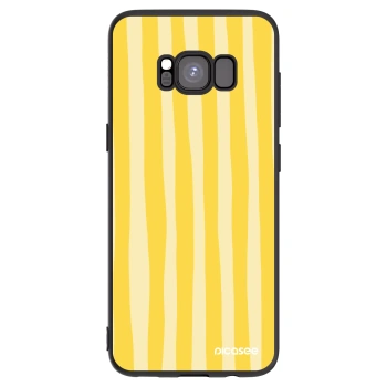 Picasee Μαύρη θήκη σιλικόνης για Samsung Galaxy S8 G950F - Lines lemon