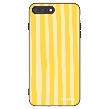 Picasee Μαύρη θήκη σιλικόνης για Apple iPhone 8 Plus - Lines lemon