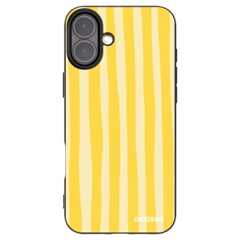 Picasee Μαύρη θήκη σιλικόνης για Apple iPhone 16 Plus - Lines lemon