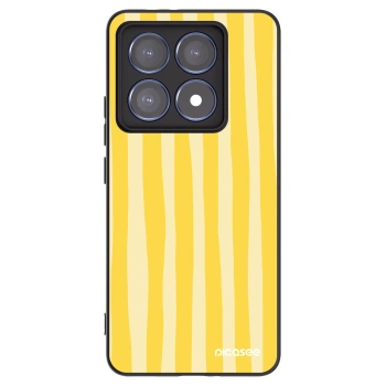 Picasee Μαύρη θήκη σιλικόνης για Xiaomi 14T Pro - Lines lemon