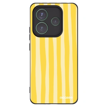 Picasee Μαύρη θήκη σιλικόνης για Xiaomi Redmi Note 14 5G - Lines lemon