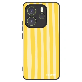 Picasee Μαύρη θήκη σιλικόνης για Xiaomi Redmi Note 14 4G - Lines lemon