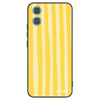 Picasee Μαύρη θήκη σιλικόνης για Motorola Moto G34 5G - Lines lemon