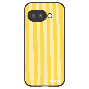Picasee Μαύρη θήκη σιλικόνης για Google Pixel 9a - Lines lemon