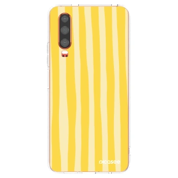 Picasee διαφανής θήκη σιλικόνης Huawei P30 - Lines lemon